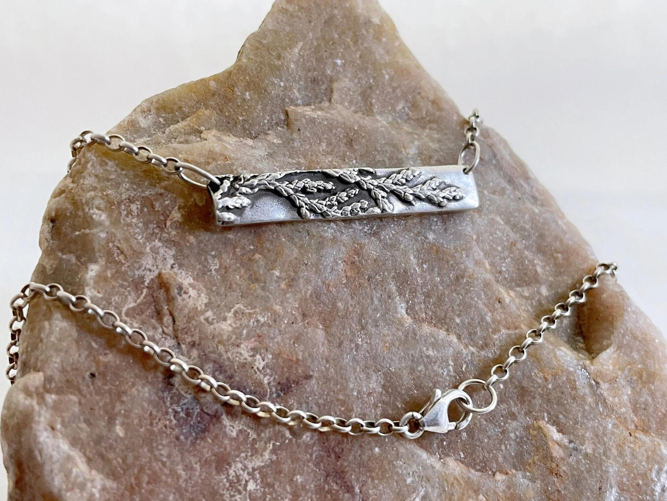 Juniper Bar Necklace. 250 million years ago, Juniper helped the world start over. This tree grows beside Lake Merritt today.